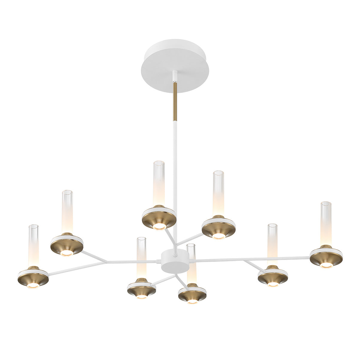 Eurofase Lighting Torcia 36" 8-Light Dimmable Integrated LED Matte White Chandelier