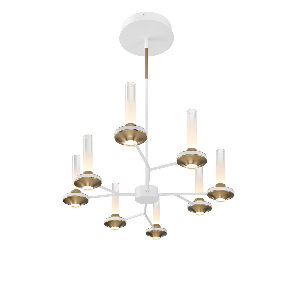 Eurofase Lighting Torcia 36" 8-Light Dimmable Integrated LED Matte White Chandelier