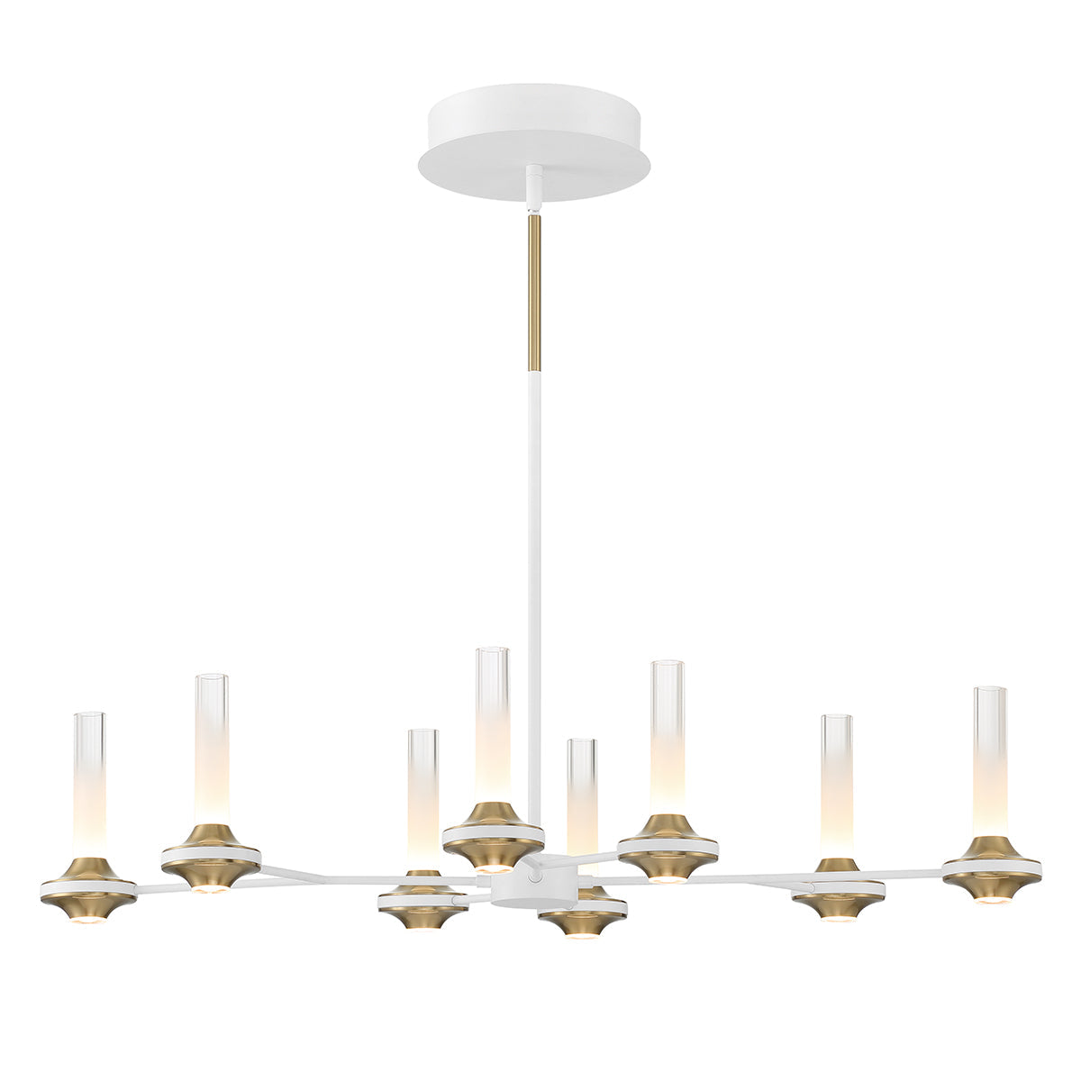 Eurofase Lighting Torcia 36" 8-Light Dimmable Integrated LED Matte White Chandelier