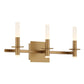 Eurofase Lighting Torna 24" 3-Light Dimmable LED Gold Metal Bath Bar With Frosted Acrylic Shades