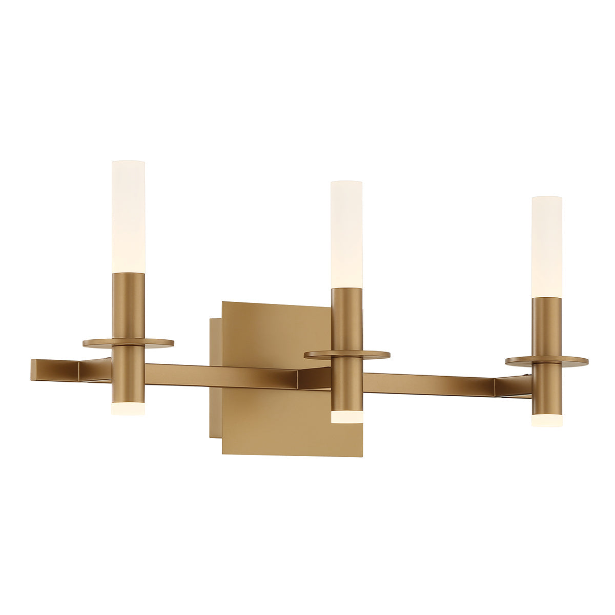 Eurofase Lighting Torna 24" 3-Light Dimmable LED Gold Metal Bath Bar With Frosted Acrylic Shades