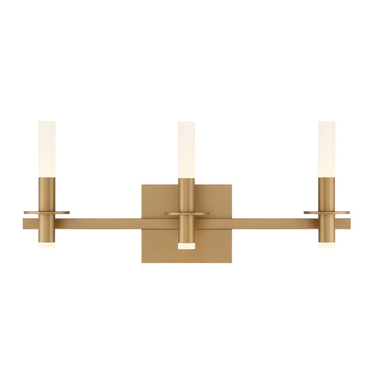 Eurofase Lighting Torna 24" 3-Light Dimmable LED Gold Metal Bath Bar With Frosted Acrylic Shades