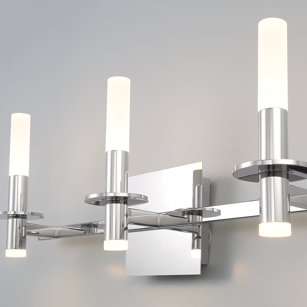 Eurofase Lighting Torna 24" 3-Light Dimmable LED Polished Nickel Metal Bath Bar With Frosted Acrylic Shades