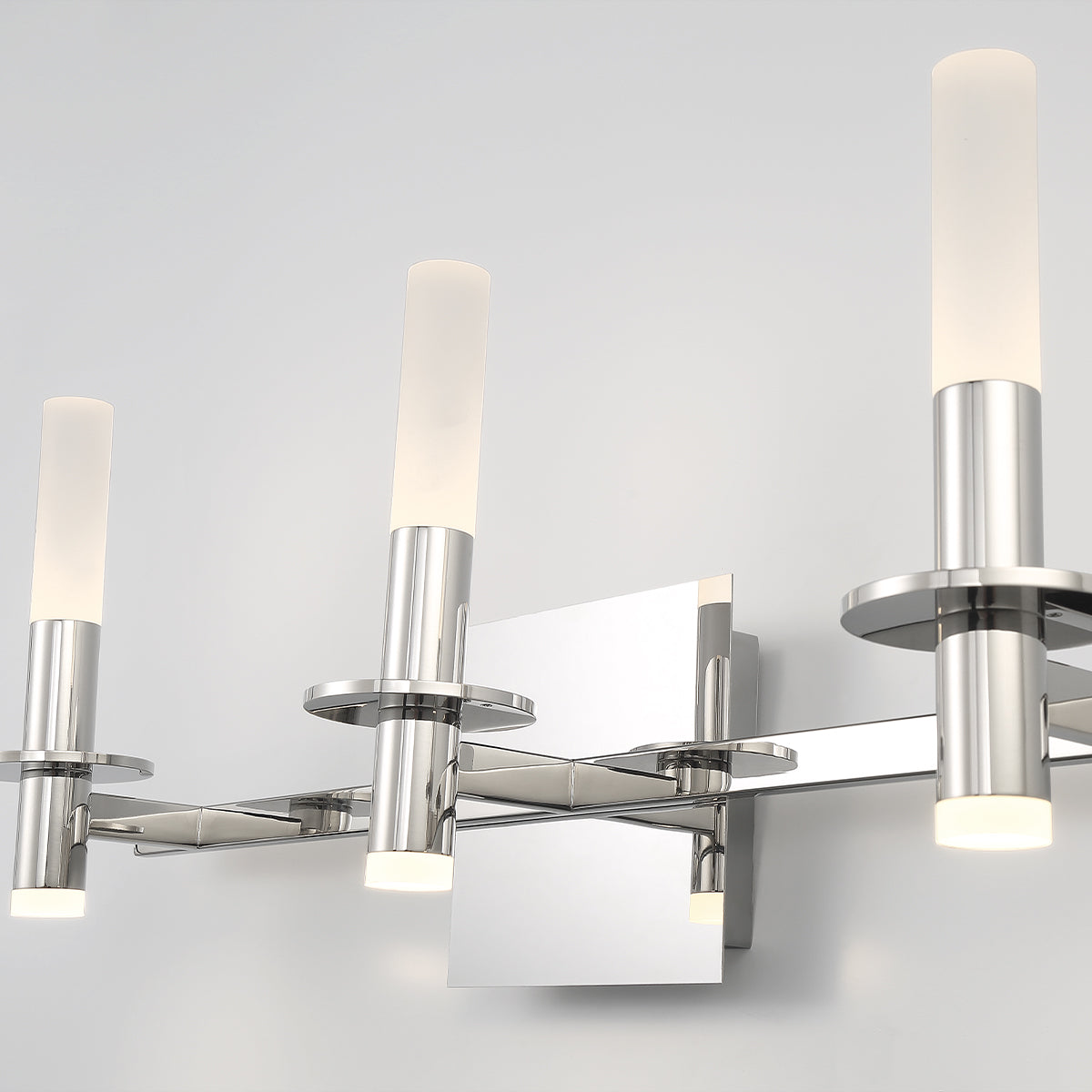 Eurofase Lighting Torna 24" 3-Light Dimmable LED Polished Nickel Metal Bath Bar With Frosted Acrylic Shades