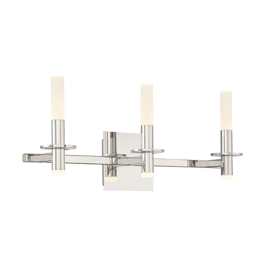 Eurofase Lighting Torna 24" 3-Light Dimmable LED Polished Nickel Metal Bath Bar With Frosted Acrylic Shades