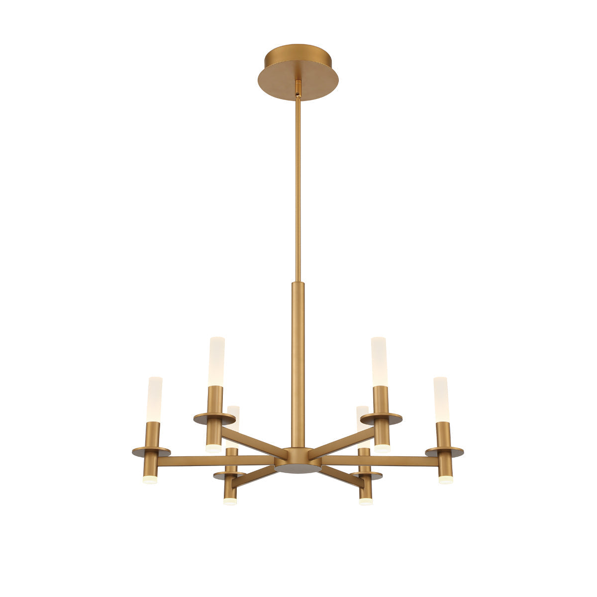 Eurofase Lighting Torna 28" 6-Light Round Dimmable LED Gold Metal Chandelier With Frosted Acrylic Shades