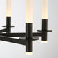 Eurofase Lighting Torna 28" 6-Light Round Dimmable LED Matte Black Metal Chandelier With Frosted Acrylic Shades