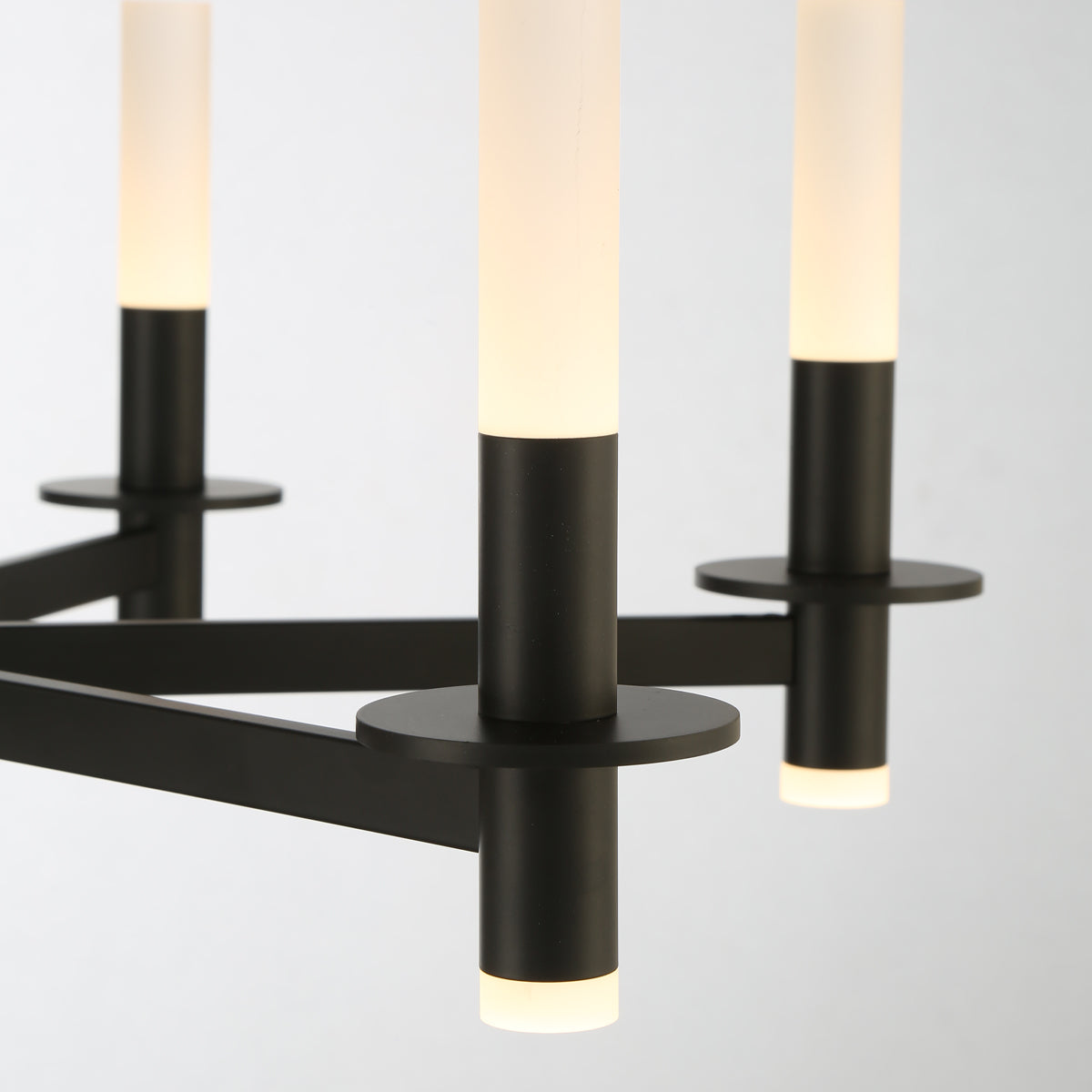 Eurofase Lighting Torna 28" 6-Light Round Dimmable LED Matte Black Metal Chandelier With Frosted Acrylic Shades