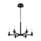 Eurofase Lighting Torna 28" 6-Light Round Dimmable LED Matte Black Metal Chandelier With Frosted Acrylic Shades