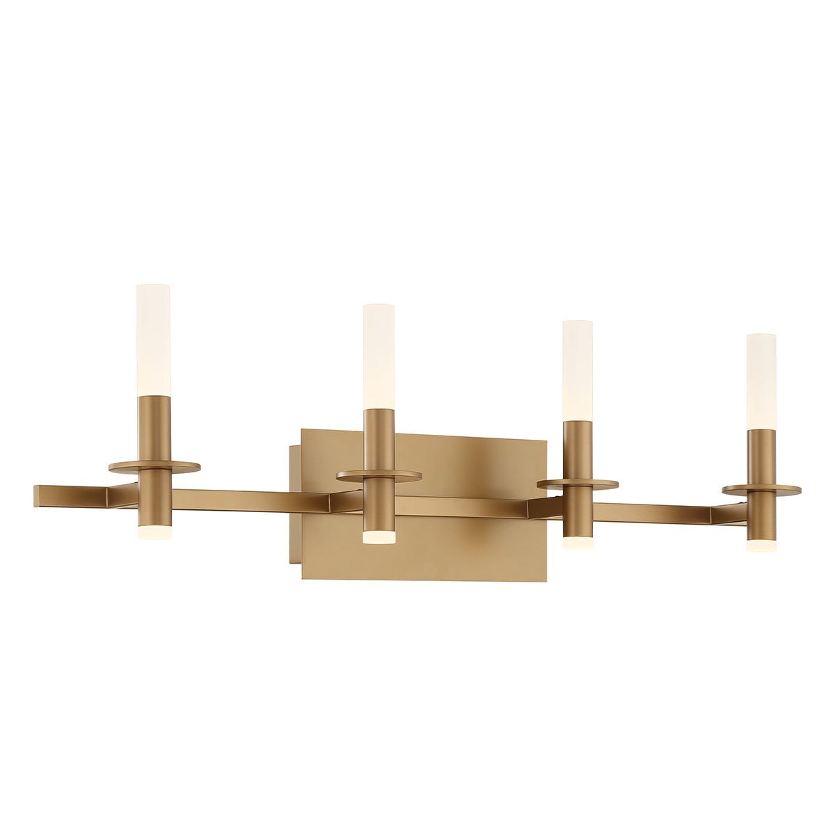 Eurofase Lighting Torna 36" 4-Light Dimmable LED Gold Metal Bath Bar With Frosted Acrylic Shades
