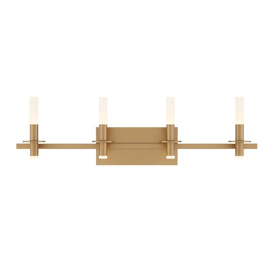 Eurofase Lighting Torna 36" 4-Light Dimmable LED Gold Metal Bath Bar With Frosted Acrylic Shades