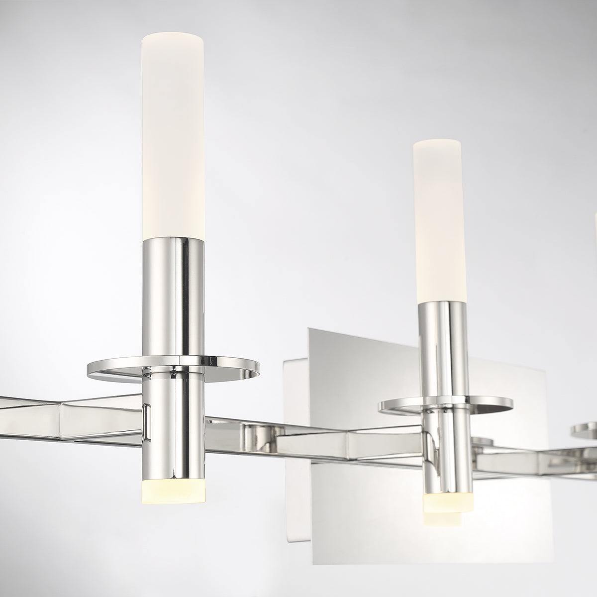 Eurofase Lighting Torna 36" 4-Light Dimmable LED Polished Nickel Metal Bath Bar With Frosted Acrylic Shades
