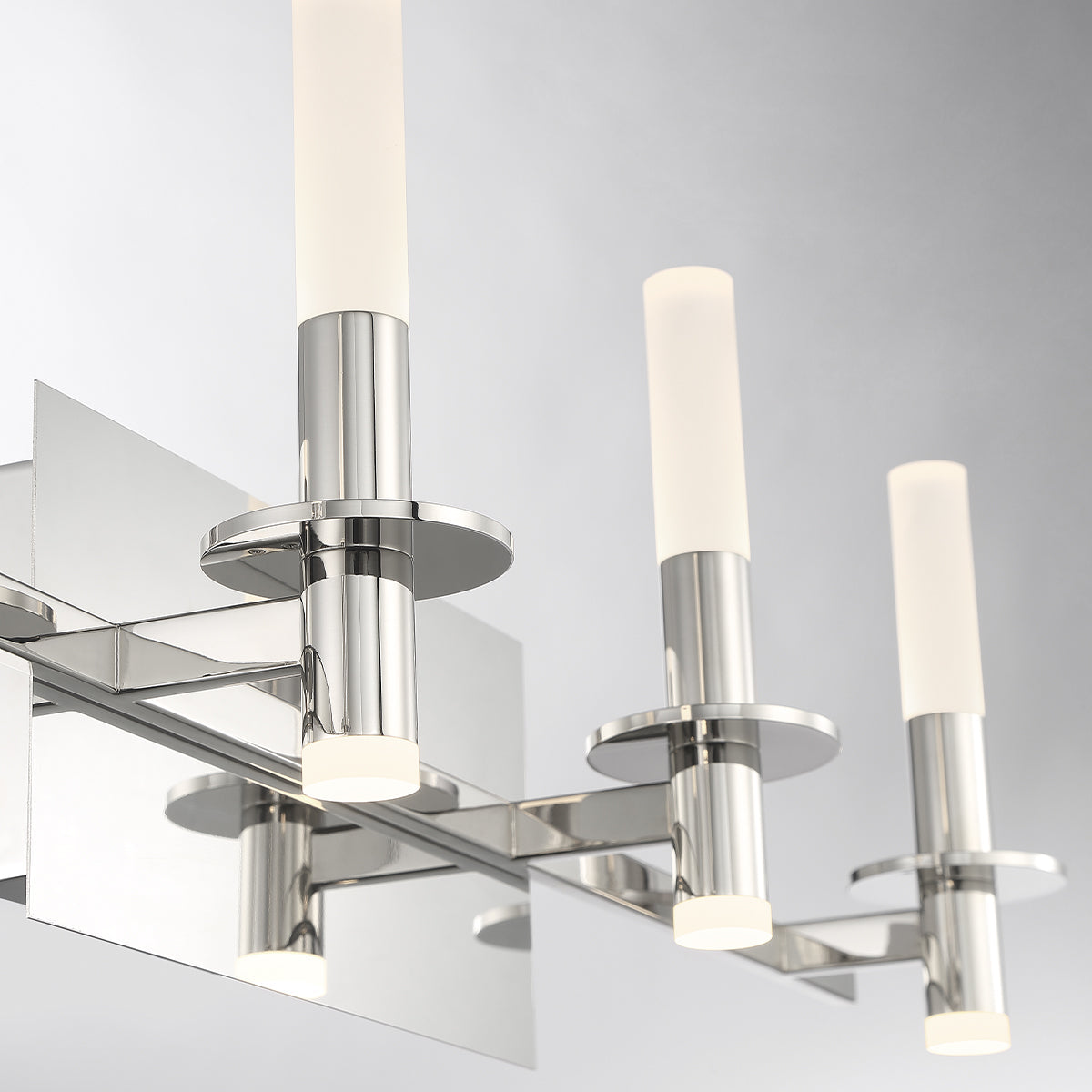 Eurofase Lighting Torna 36" 4-Light Dimmable LED Polished Nickel Metal Bath Bar With Frosted Acrylic Shades