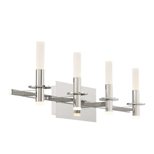 Eurofase Lighting Torna 36" 4-Light Dimmable LED Polished Nickel Metal Bath Bar With Frosted Acrylic Shades