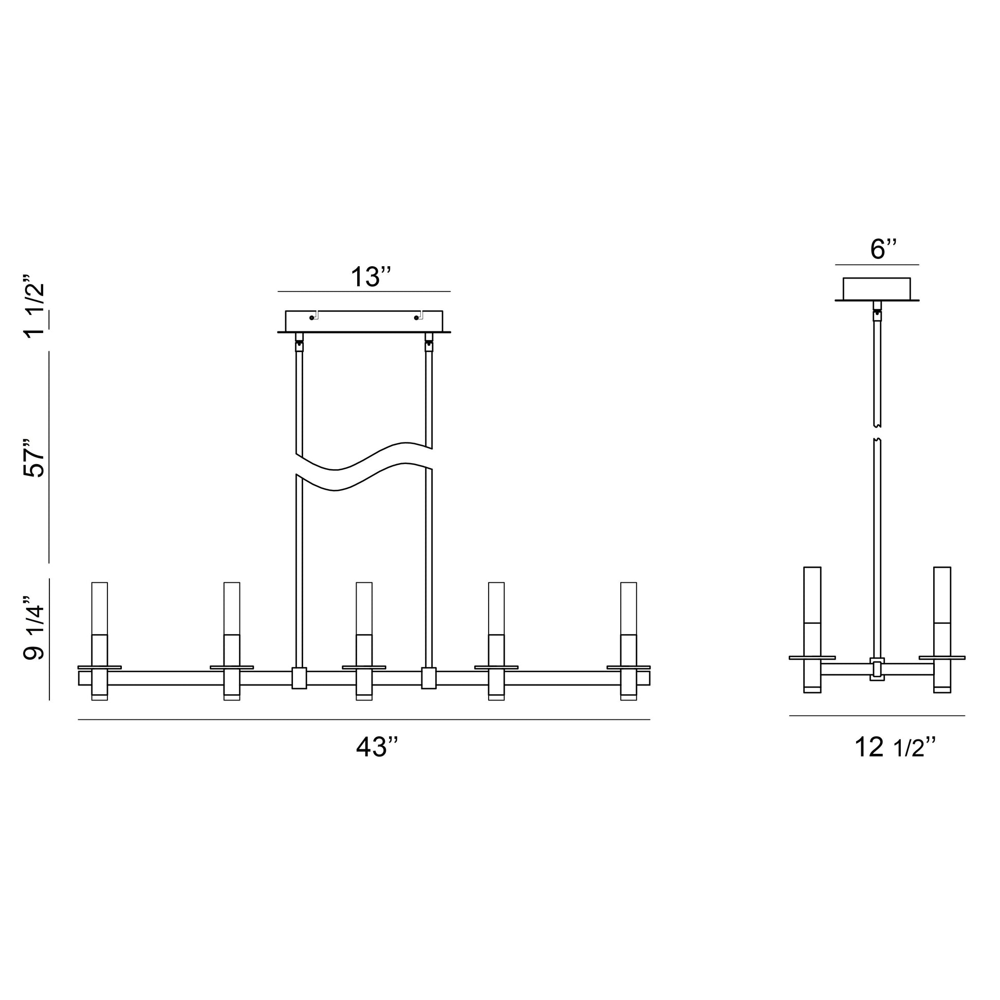 Eurofase Lighting Torna 43" 10-Light Linear Dimmable LED Gold Metal Chandelier With Frosted Acrylic Shades