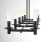 Eurofase Lighting Torna 43" 10-Light Linear Dimmable LED Matte Black Metal Chandelier With Frosted Acrylic Shades