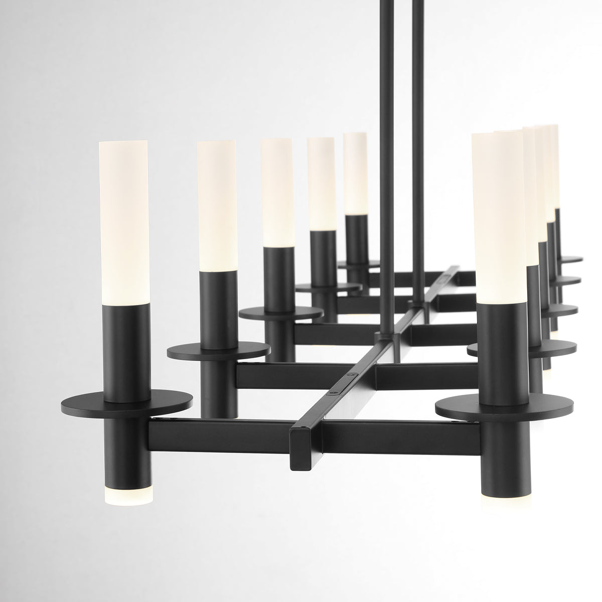 Eurofase Lighting Torna 43" 10-Light Linear Dimmable LED Matte Black Metal Chandelier With Frosted Acrylic Shades