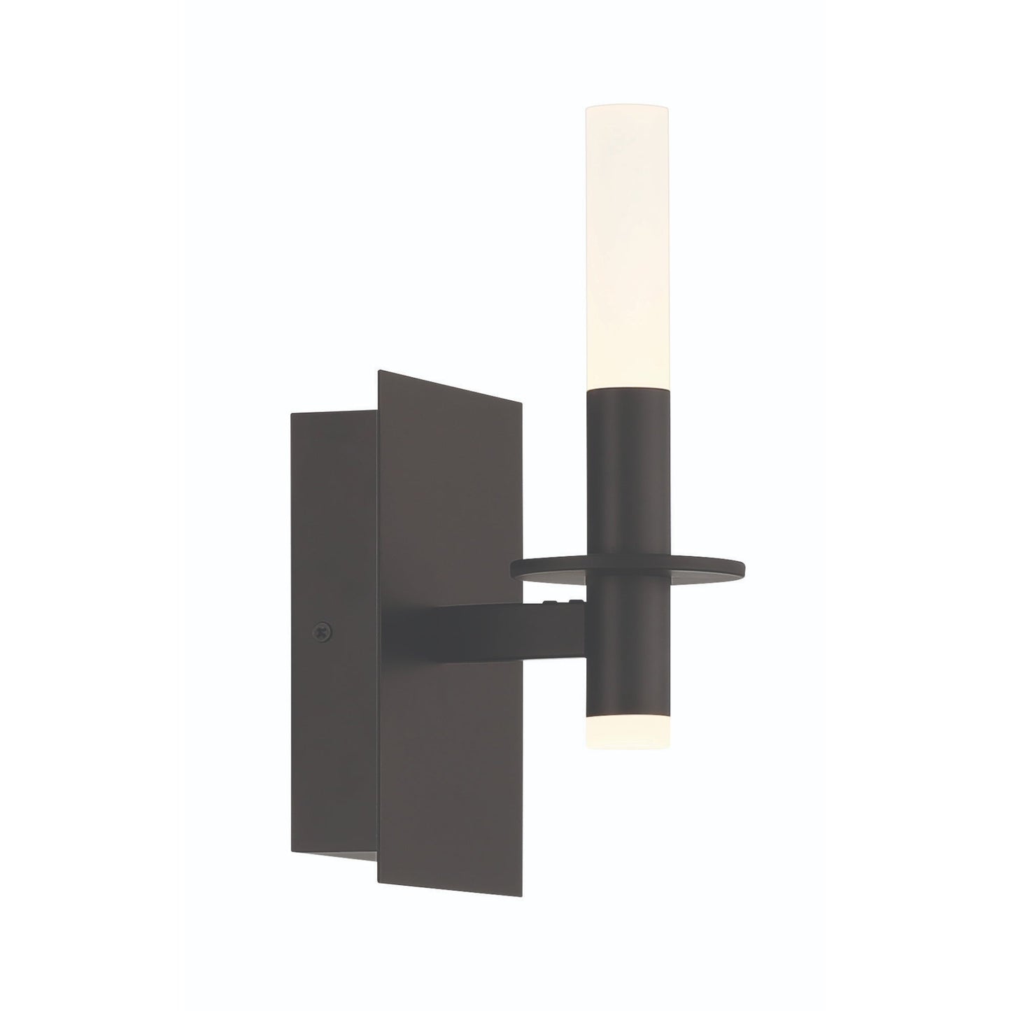 Eurofase Lighting Torna 5" 1-Light Dimmable LED Matte Black Metal Bath Bar With Frosted Acrylic Shade