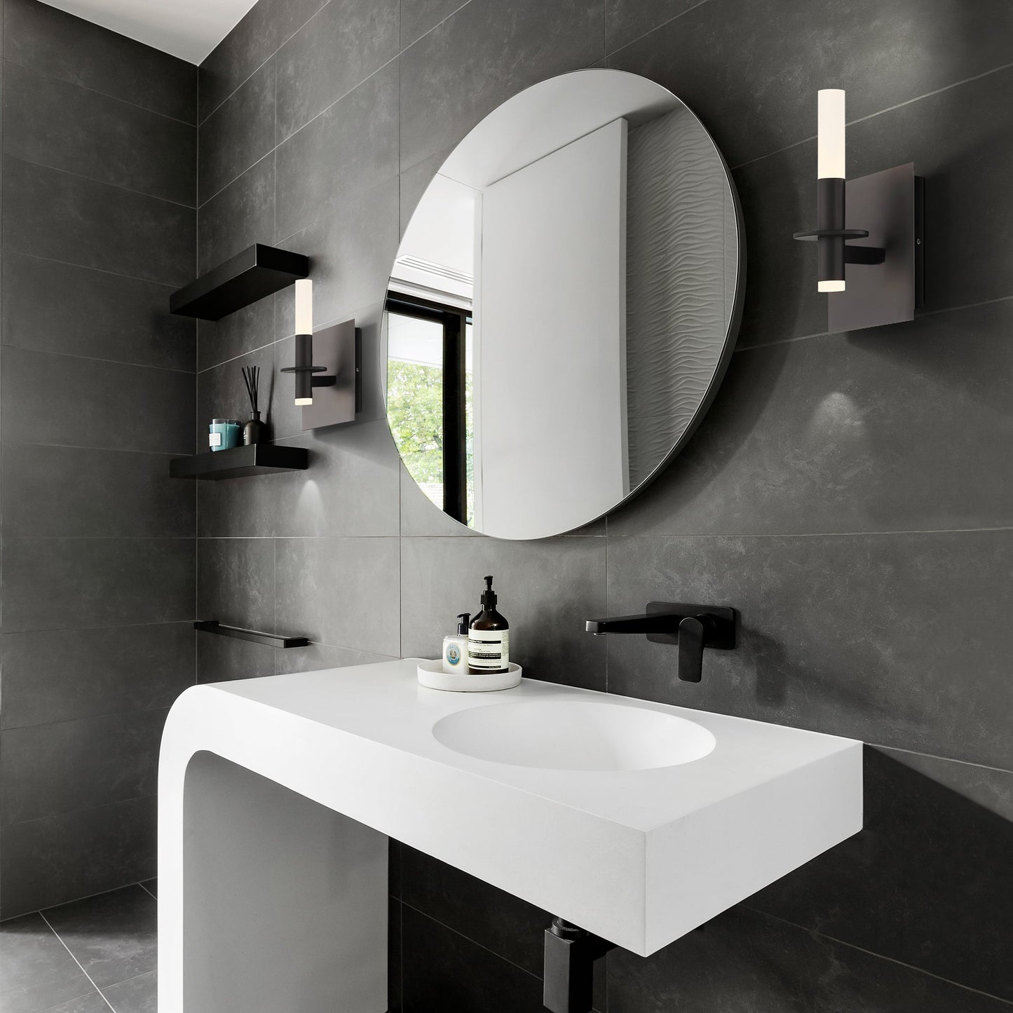 Eurofase Lighting Torna 5" 1-Light Dimmable LED Matte Black Metal Bath Bar With Frosted Acrylic Shade
