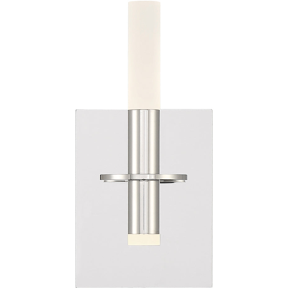 Eurofase Lighting Torna 5" 1-Light Dimmable LED Polished Nickel Metal Bath Bar With Frosted Acrylic Shade