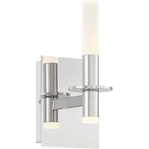 Eurofase Lighting Torna 5" 1-Light Dimmable LED Polished Nickel Metal Bath Bar With Frosted Acrylic Shade