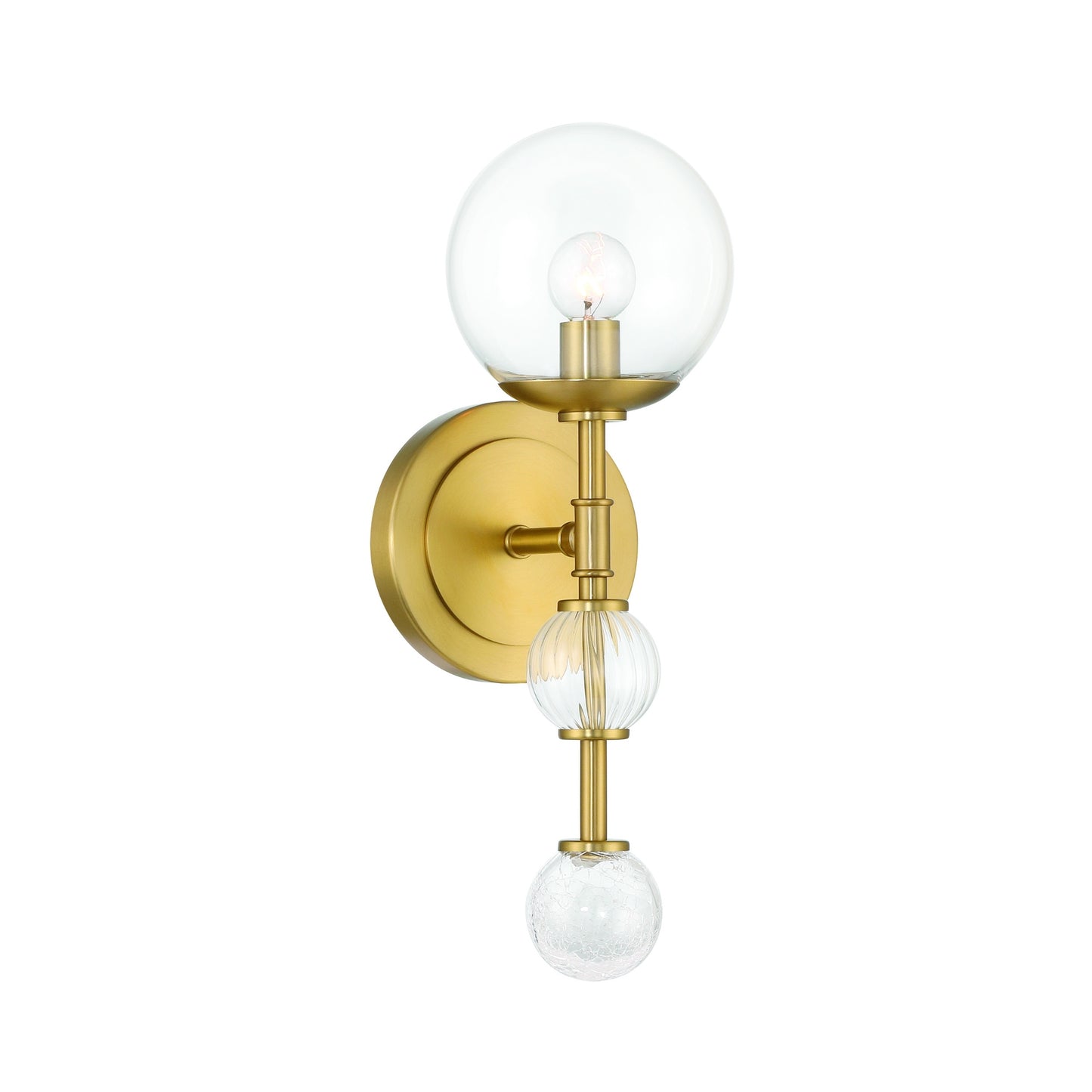 Eurofase Lighting Traiton 15" 1-Light Clear Glass Shade Gold Wall Sconce