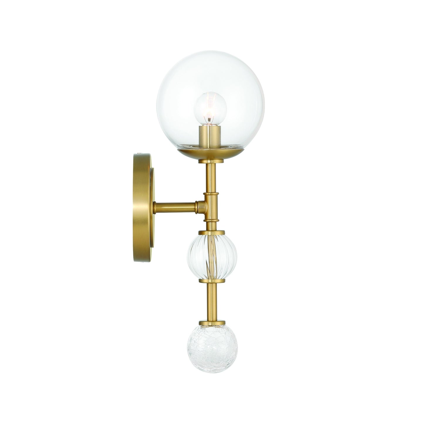 Eurofase Lighting Traiton 15" 1-Light Clear Glass Shade Gold Wall Sconce
