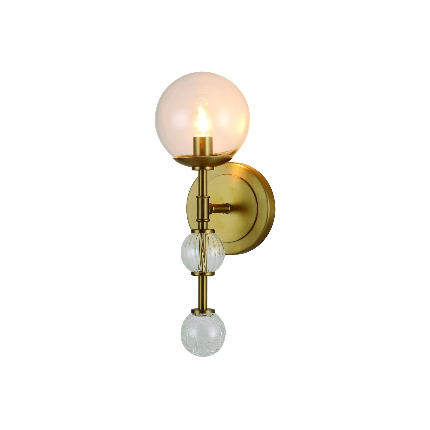 Eurofase Lighting Traiton 15" 1-Light Clear Glass Shade Gold Wall Sconce