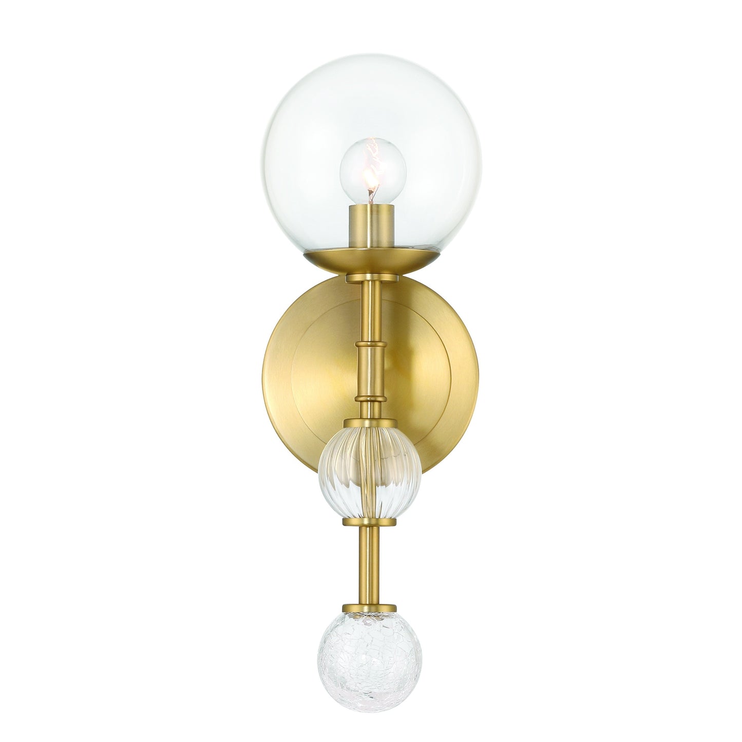 Eurofase Lighting Traiton 15" 1-Light Clear Glass Shade Gold Wall Sconce