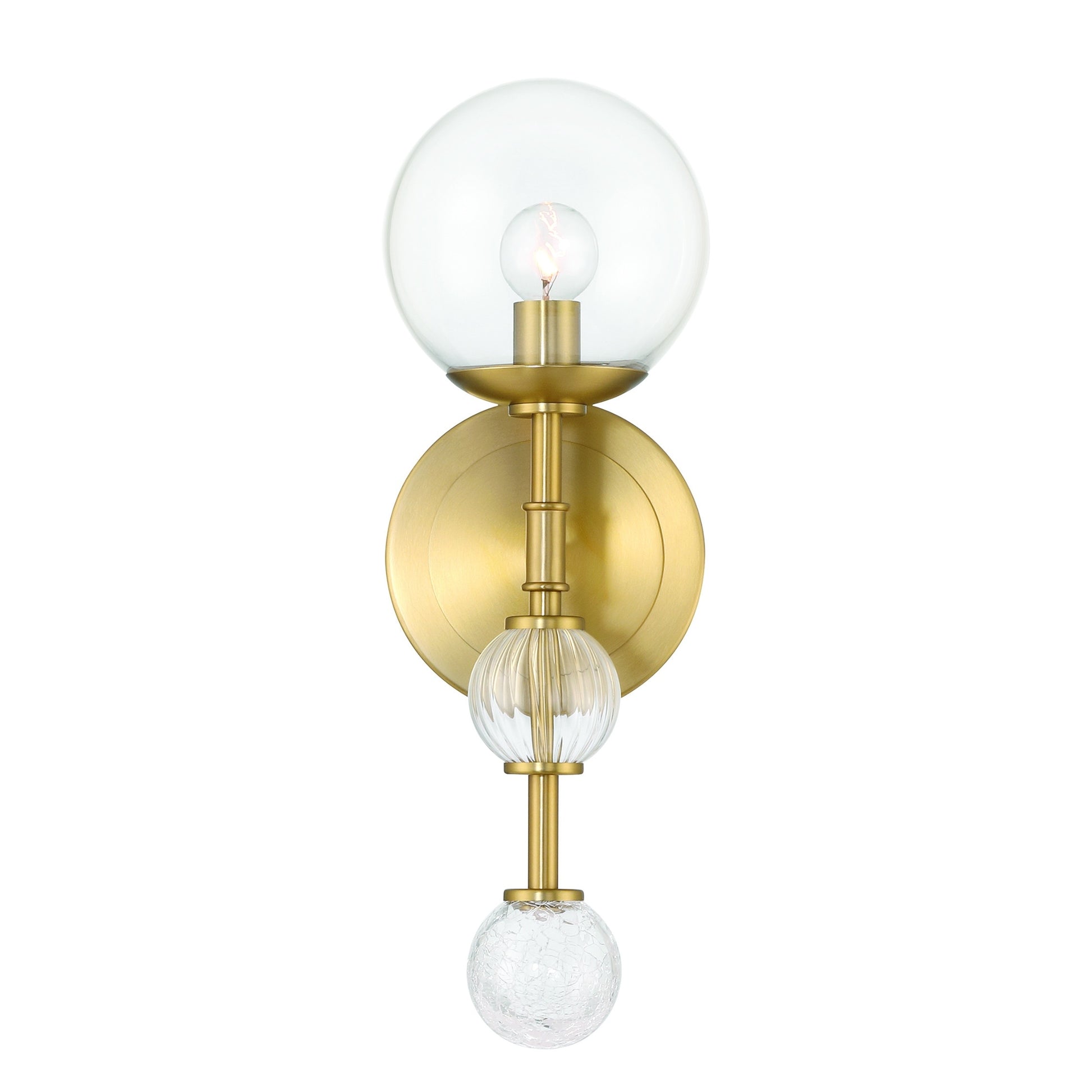 Eurofase Lighting Traiton 15" 1-Light Clear Glass Shade Gold Wall Sconce