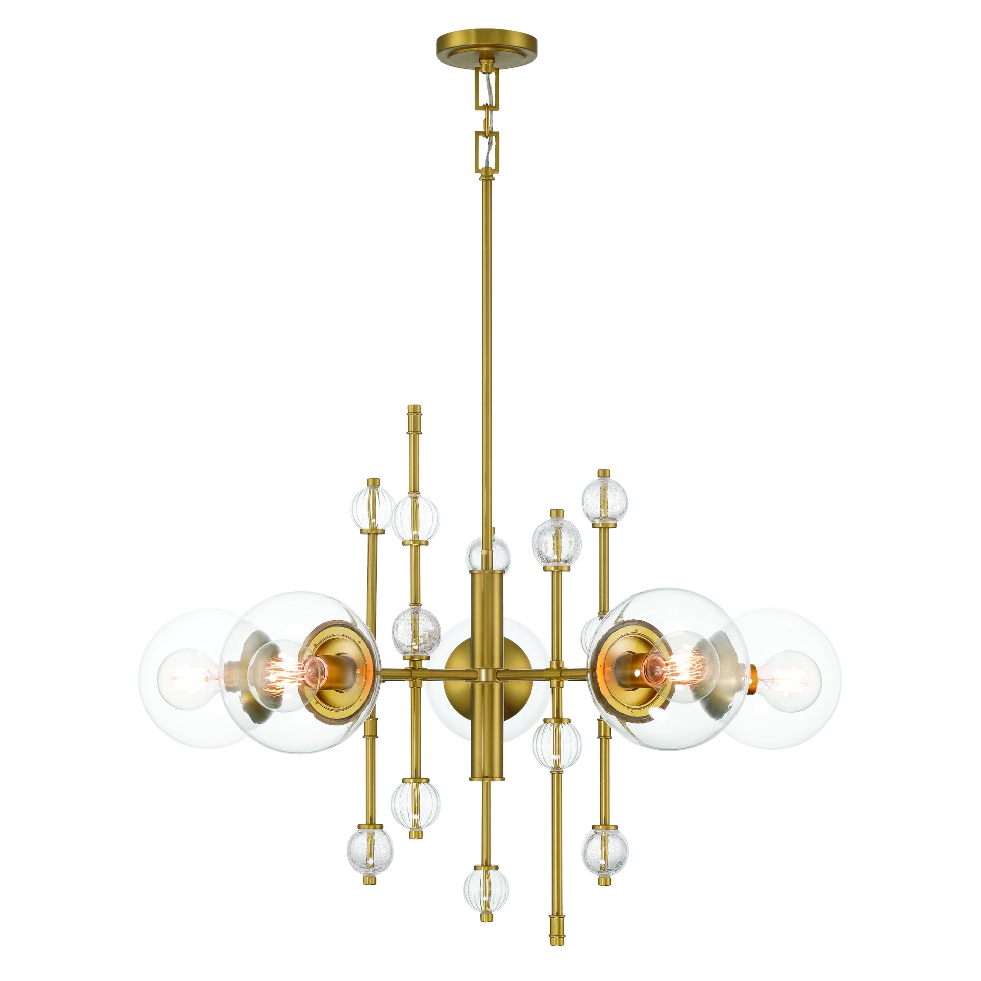 Eurofase Lighting Traiton 36" 5-Light Clear Glass Shade Gold Chandelier