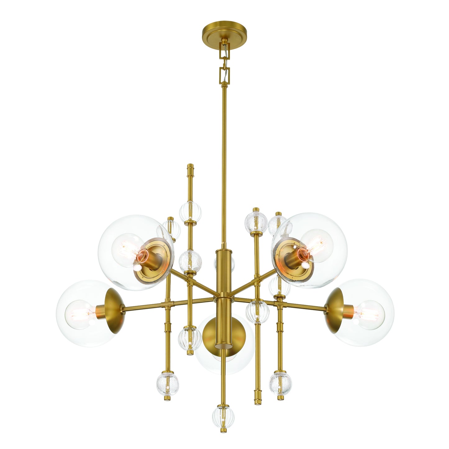 Eurofase Lighting Traiton 36" 5-Light Clear Glass Shade Gold Chandelier