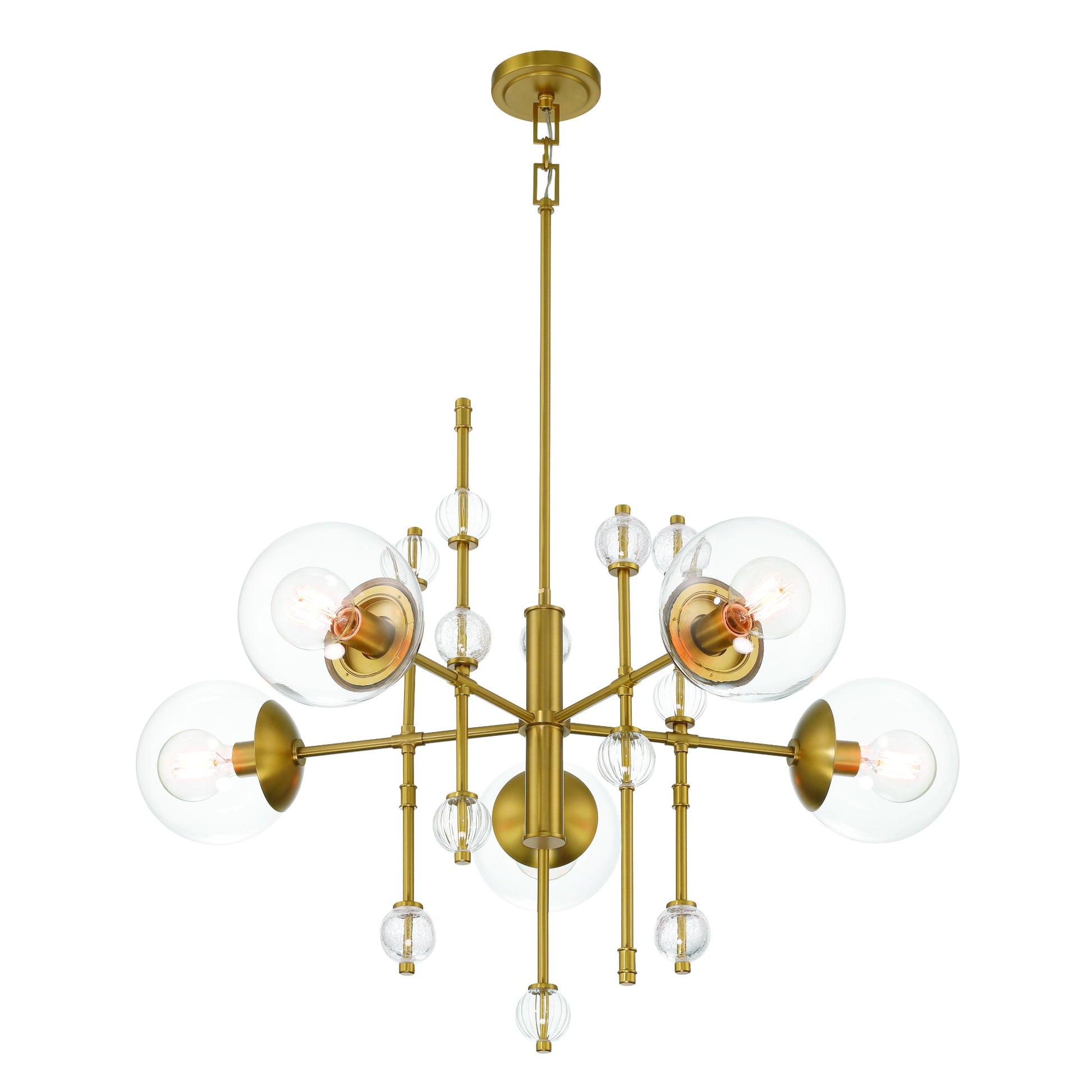 Eurofase Lighting Traiton 36" 5-Light Clear Glass Shade Gold Chandelier