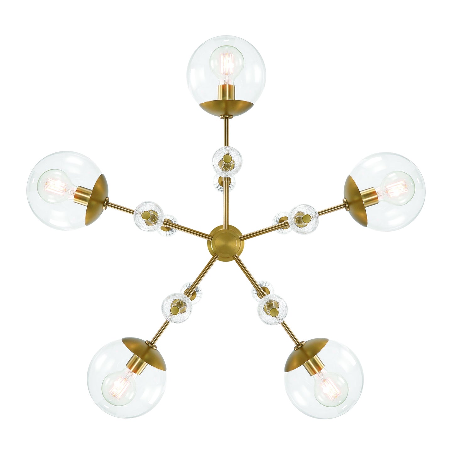 Eurofase Lighting Traiton 36" 5-Light Clear Glass Shade Gold Chandelier