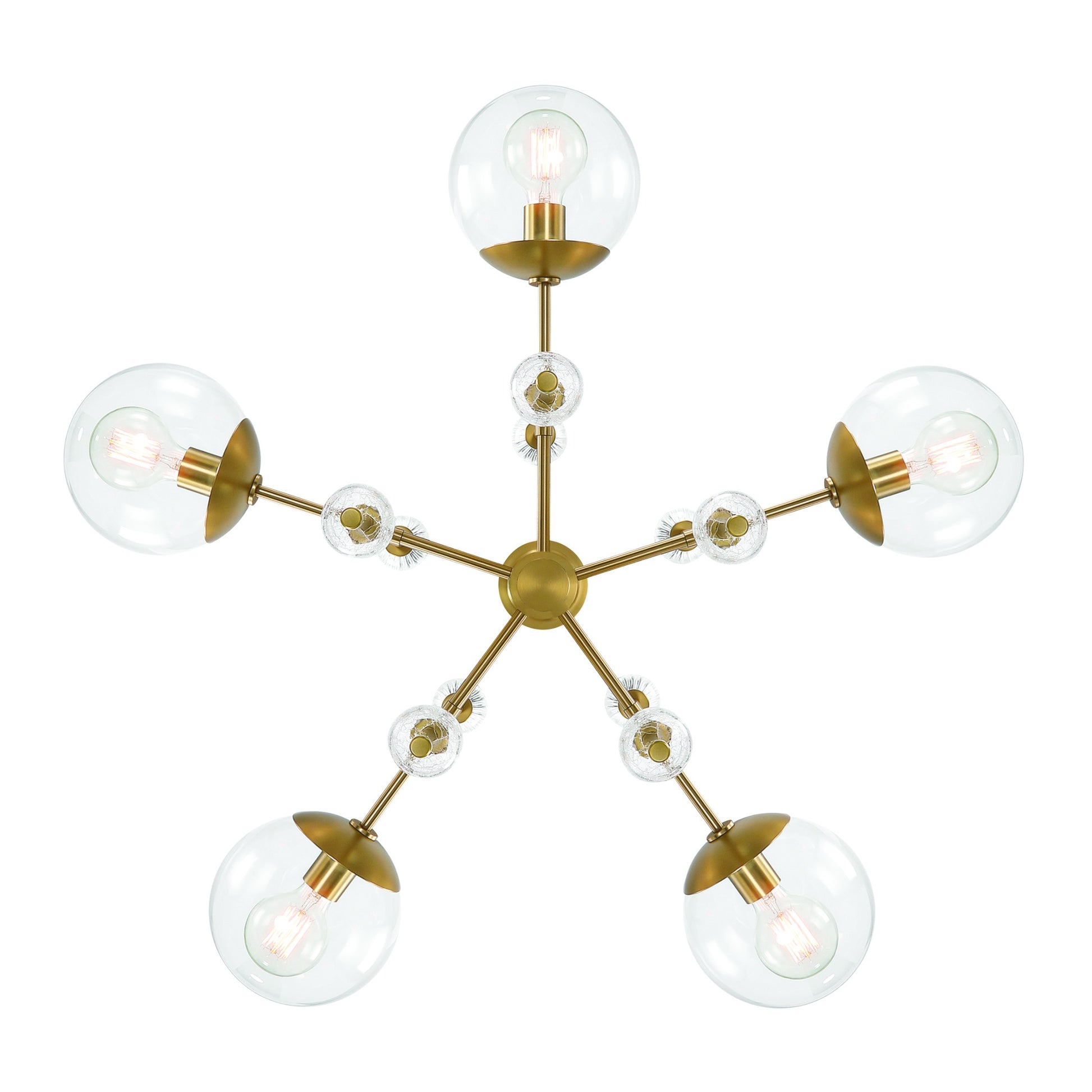 Eurofase Lighting Traiton 36" 5-Light Clear Glass Shade Gold Chandelier