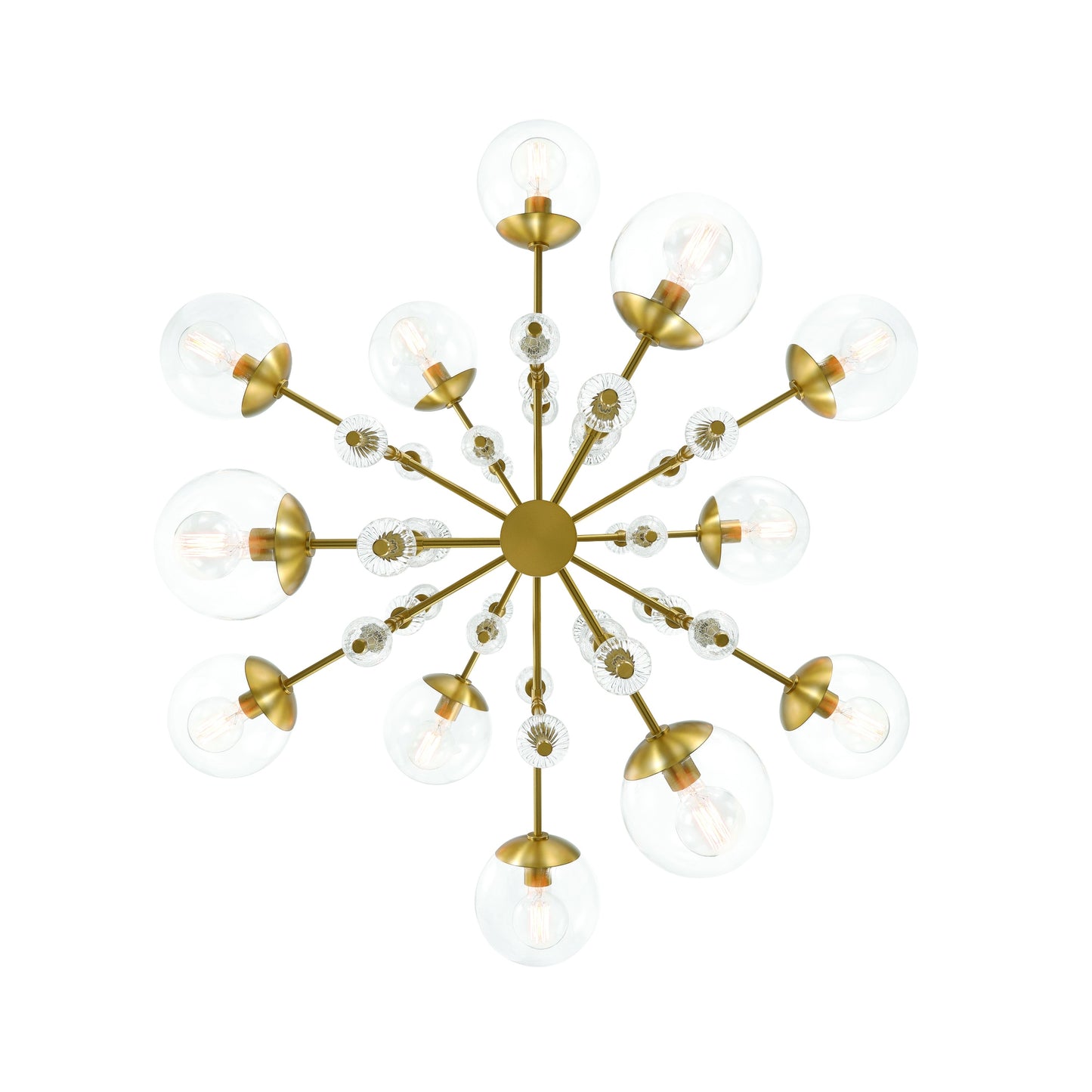 Eurofase Lighting Traiton 48" 12-Light Clear Glass Shade Gold 3-Tier Chandelier