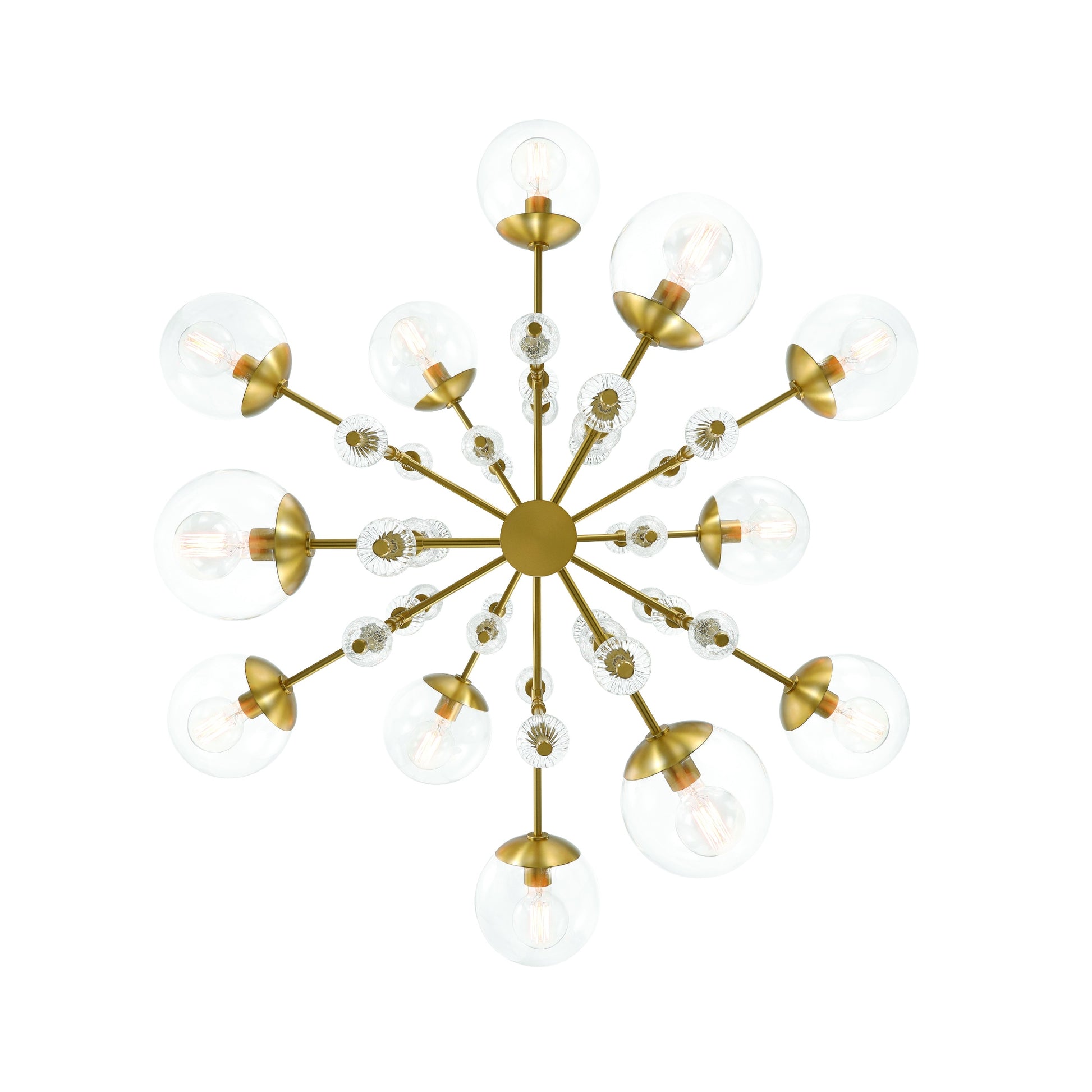 Eurofase Lighting Traiton 48" 12-Light Clear Glass Shade Gold 3-Tier Chandelier