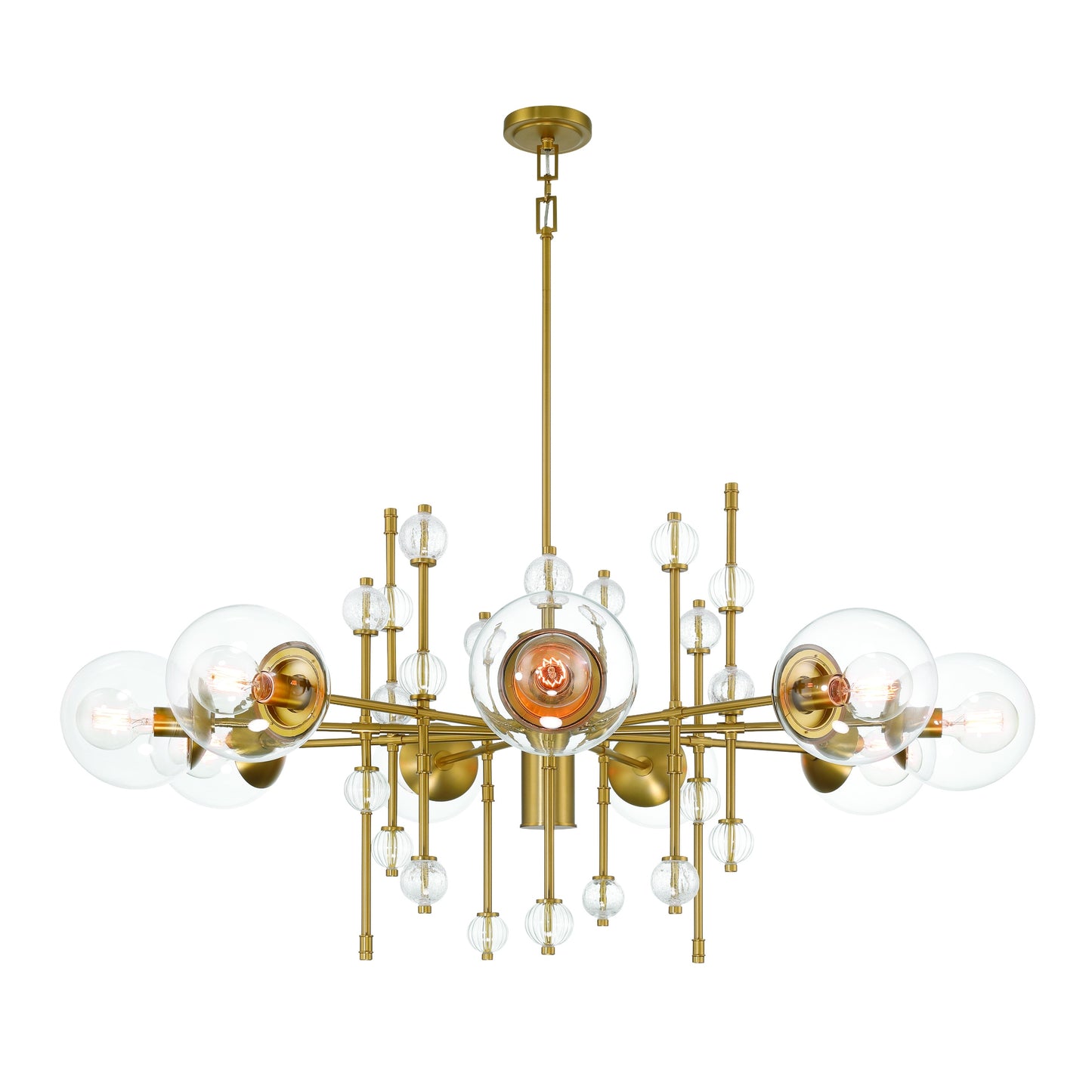 Eurofase Lighting Traiton 48" 9-Light Clear Glass Shade Gold Chandelier