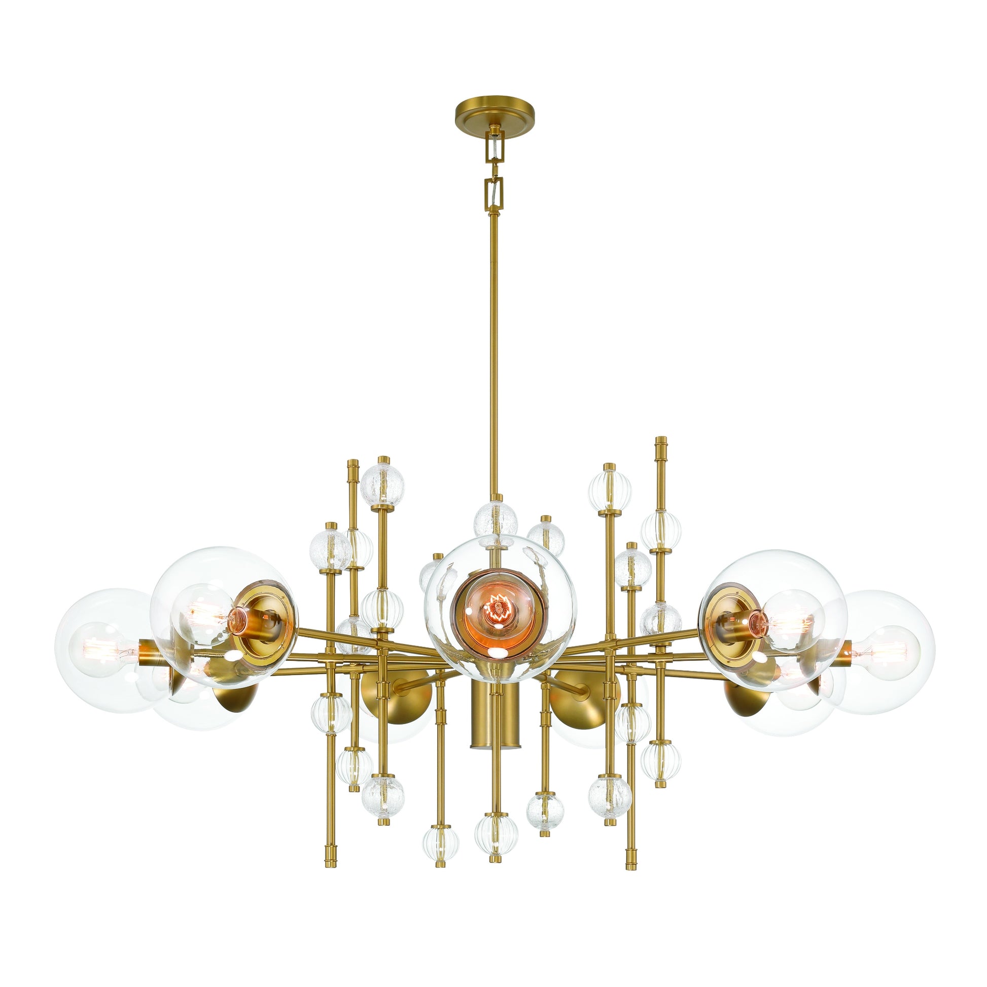 Eurofase Lighting Traiton 48" 9-Light Clear Glass Shade Gold Chandelier