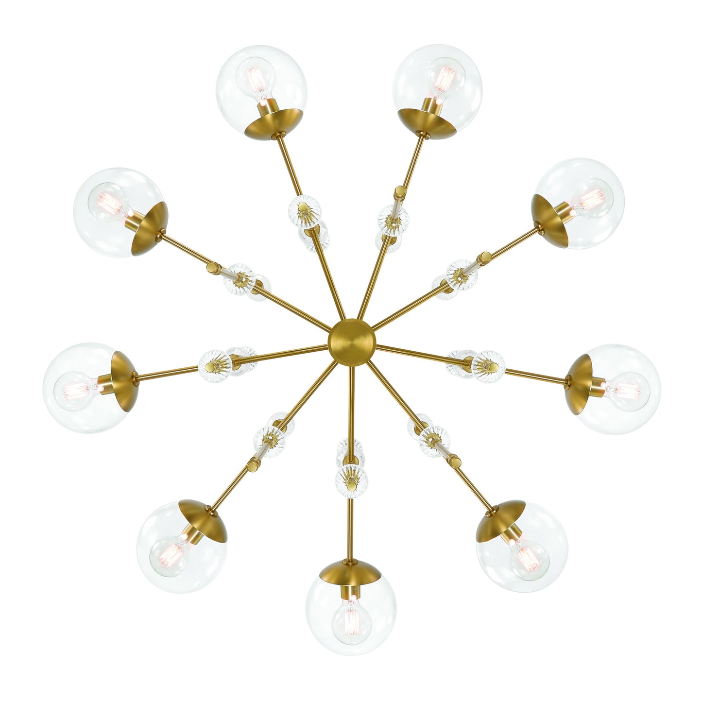 Eurofase Lighting Traiton 48" 9-Light Clear Glass Shade Gold Chandelier