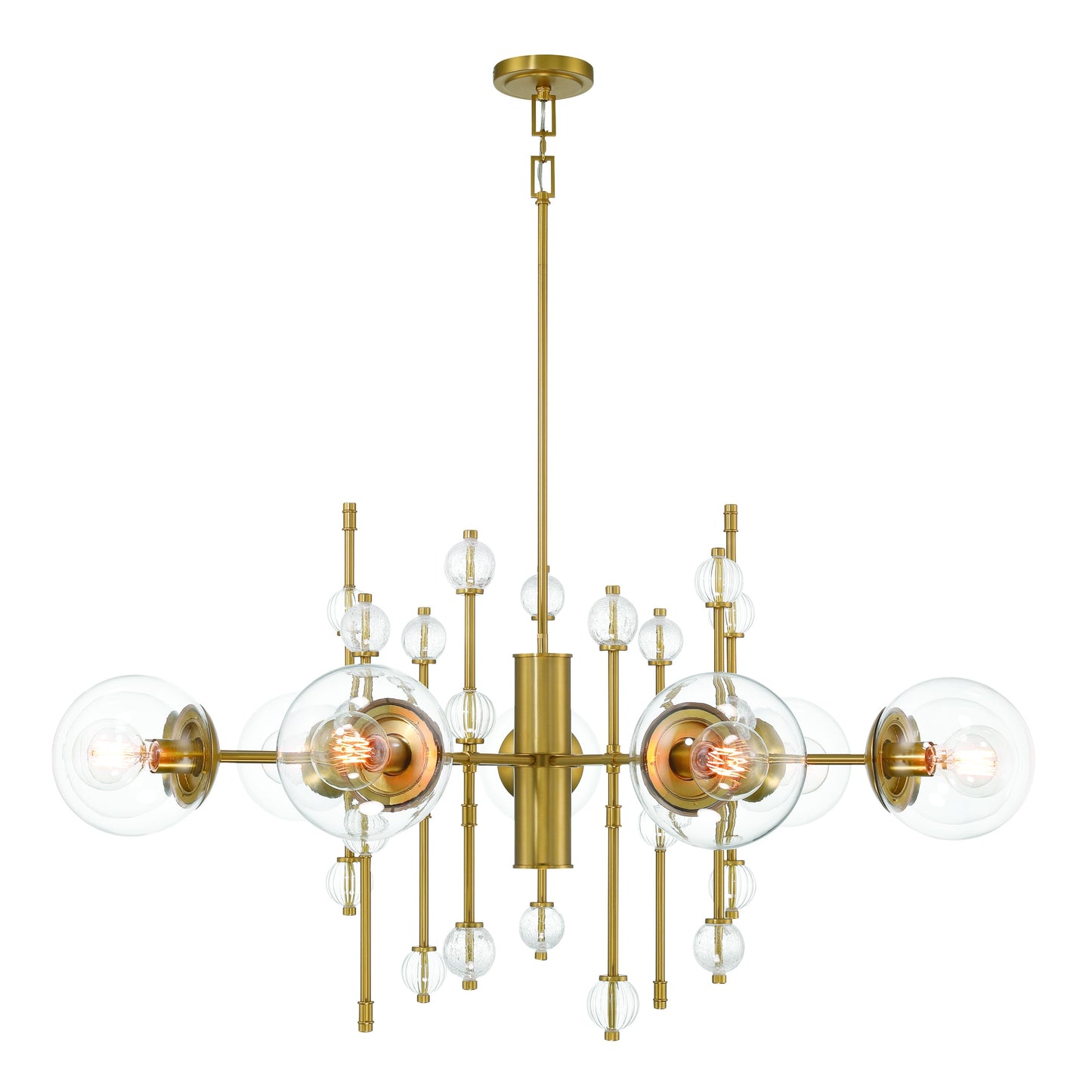 Eurofase Lighting Traiton 48" 9-Light Clear Glass Shade Gold Chandelier
