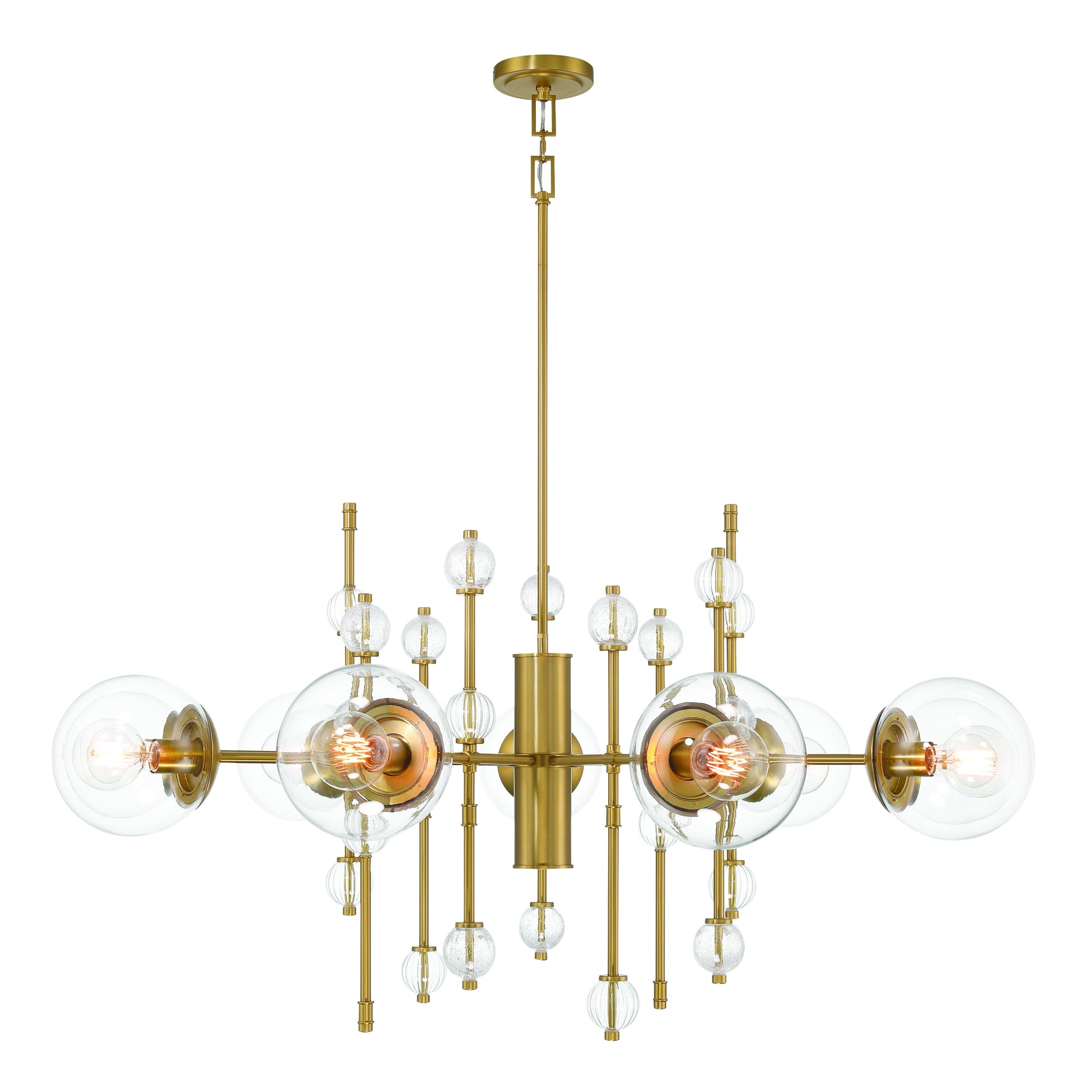 Eurofase Lighting Traiton 48" 9-Light Clear Glass Shade Gold Chandelier