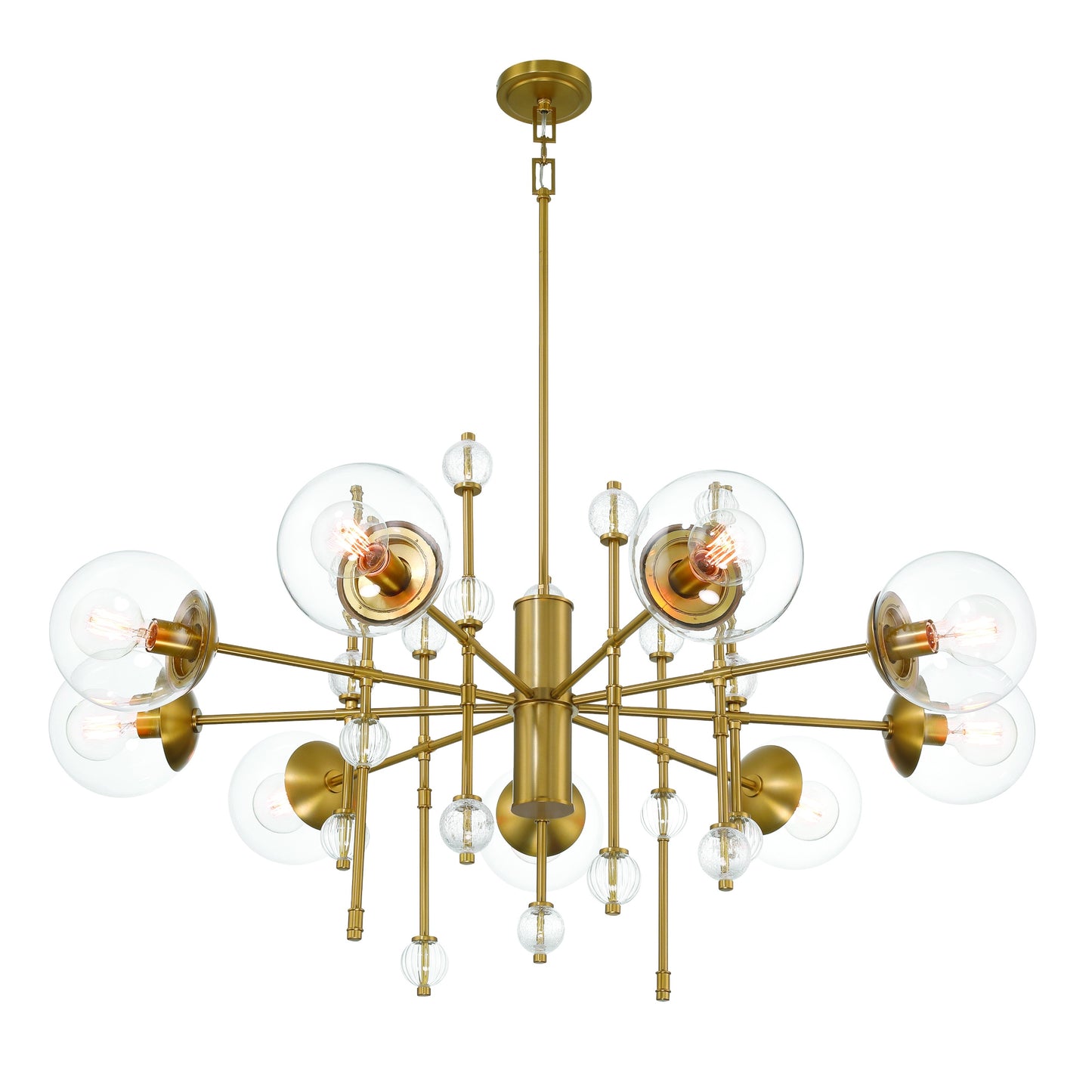 Eurofase Lighting Traiton 48" 9-Light Clear Glass Shade Gold Chandelier