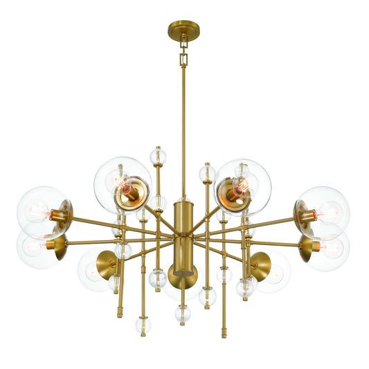 Eurofase Lighting Traiton 48" 9-Light Clear Glass Shade Gold Chandelier