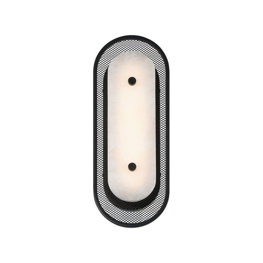 Eurofase Lighting Tramore 16" 1-Light Integrated LED Alabaster Shade Matte Black Steel Wall Sconce