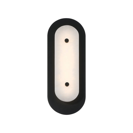 Eurofase Lighting Tramore 16" 1-Light Integrated LED Alabaster Shade Powder Coat Black Steel Wall Sconce