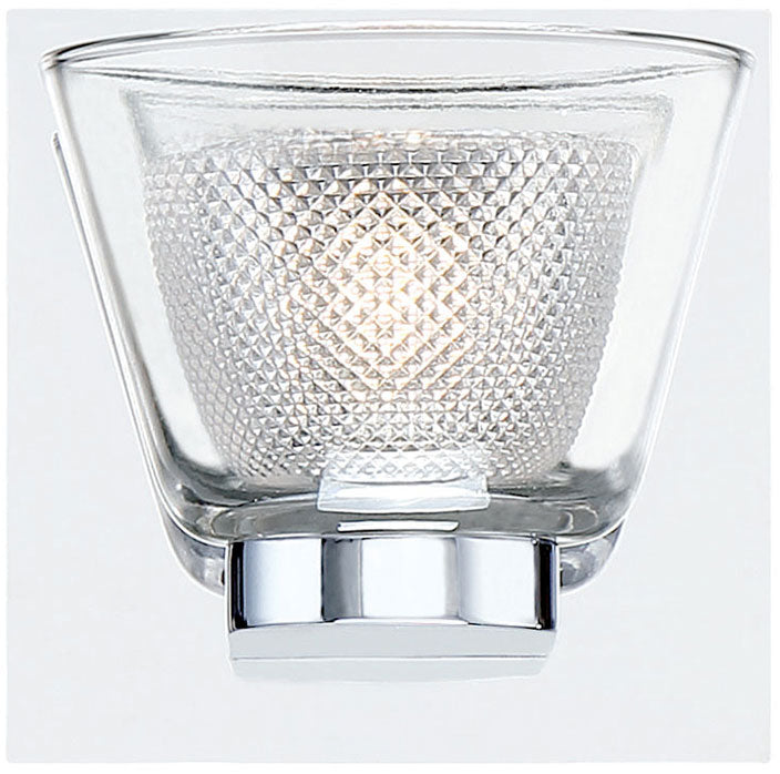 Eurofase Lighting Trent 5" 1-Light Dimmable Integrated LED Chrome Wall Sconce With Frosted Clear Glass Shade