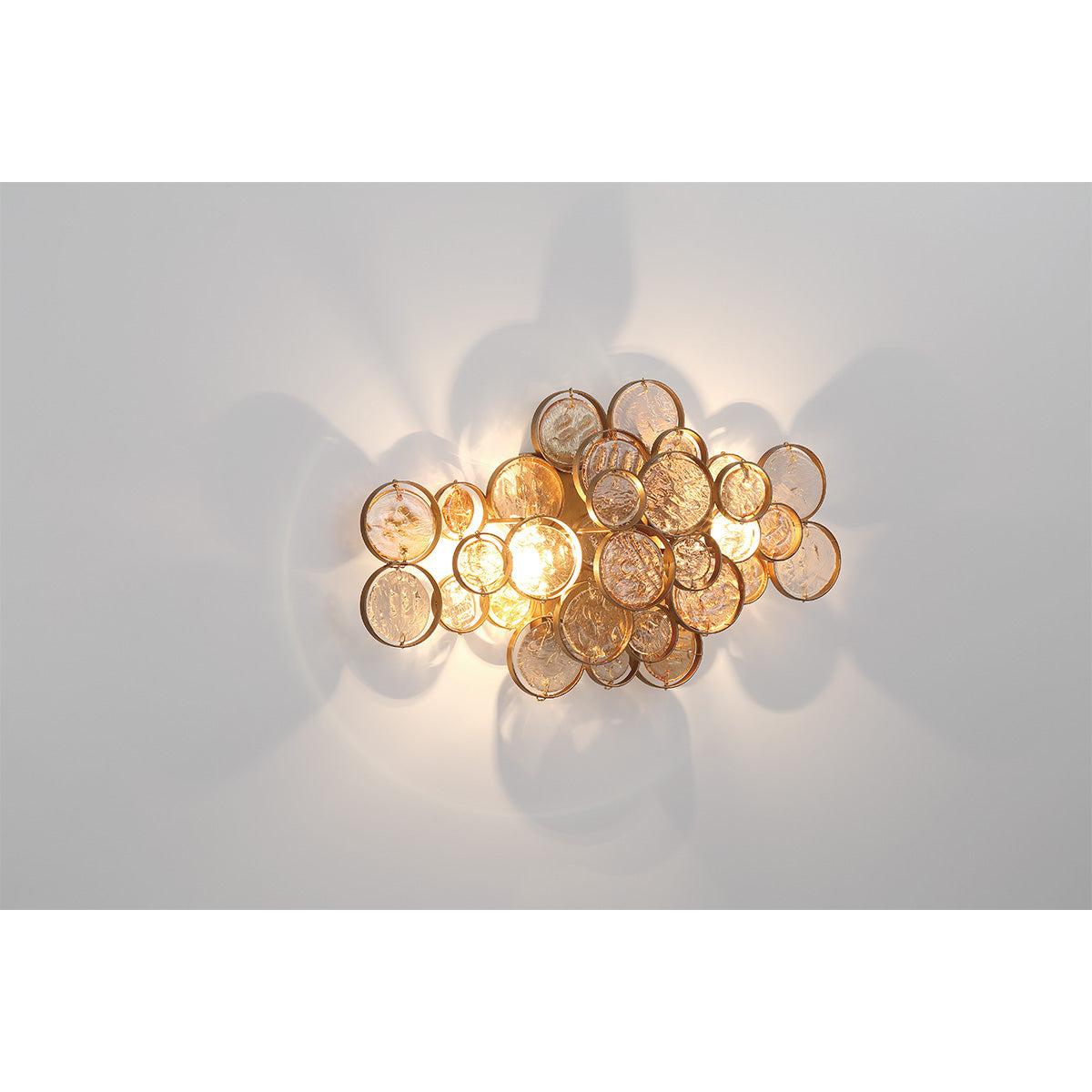 Eurofase Lighting Trento 18" 2-Light Halogen Matte Gold Wall Sconce With Hand Pressed Glass Accents