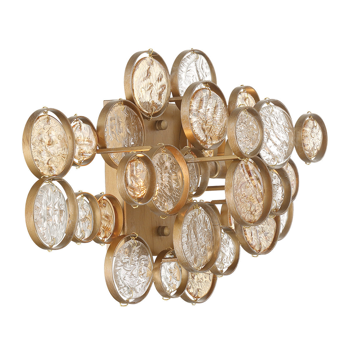 Eurofase Lighting Trento 18" 2-Light Halogen Matte Gold Wall Sconce With Hand Pressed Glass Accents