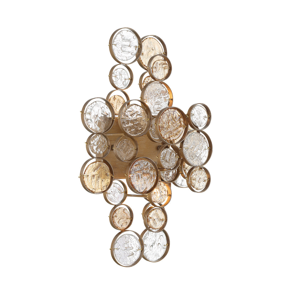 Eurofase Lighting Trento 18" 2-Light Halogen Matte Gold Wall Sconce With Hand Pressed Glass Accents